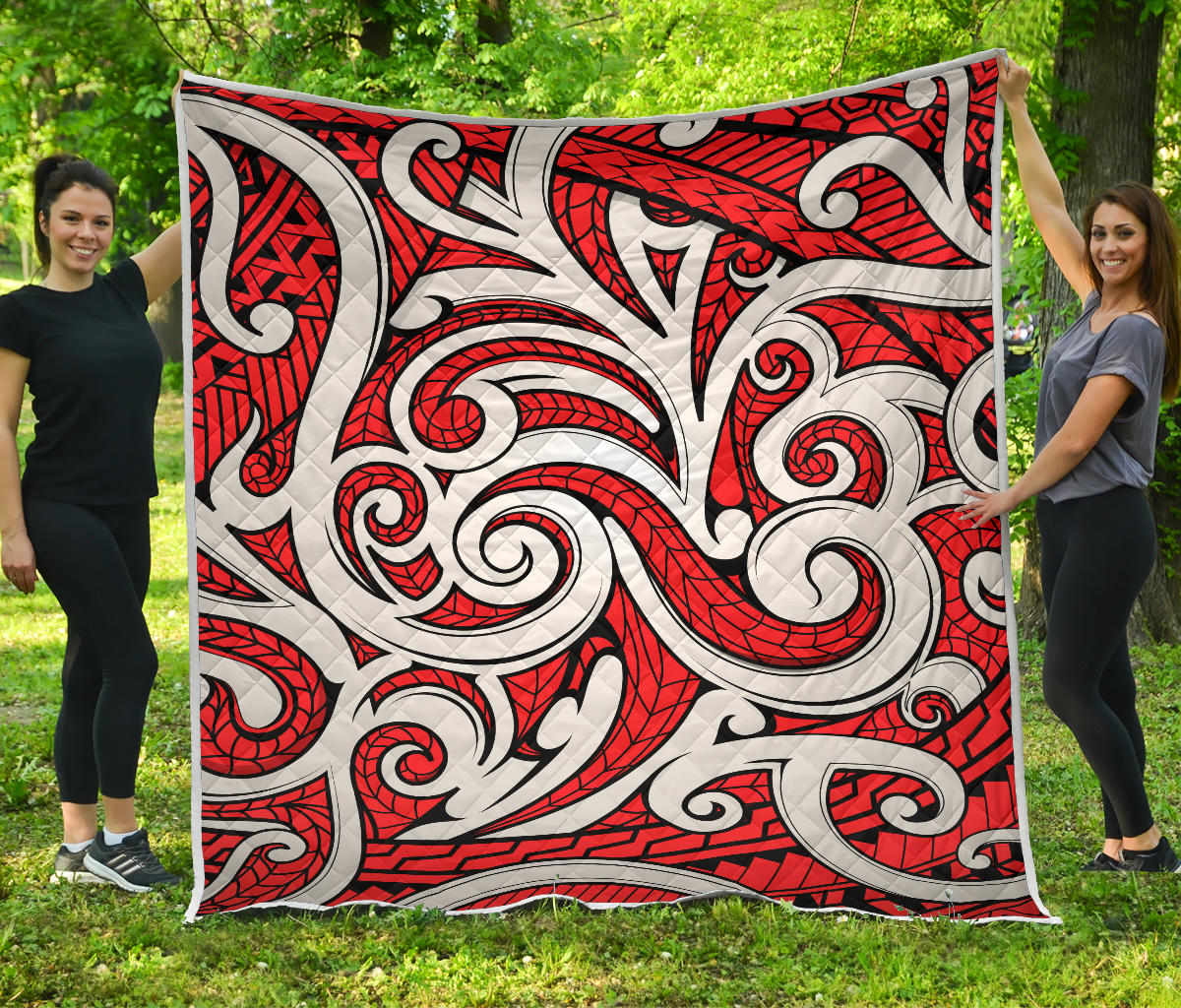 Maori Polynesian Themed Design Print Quilt Bedspread