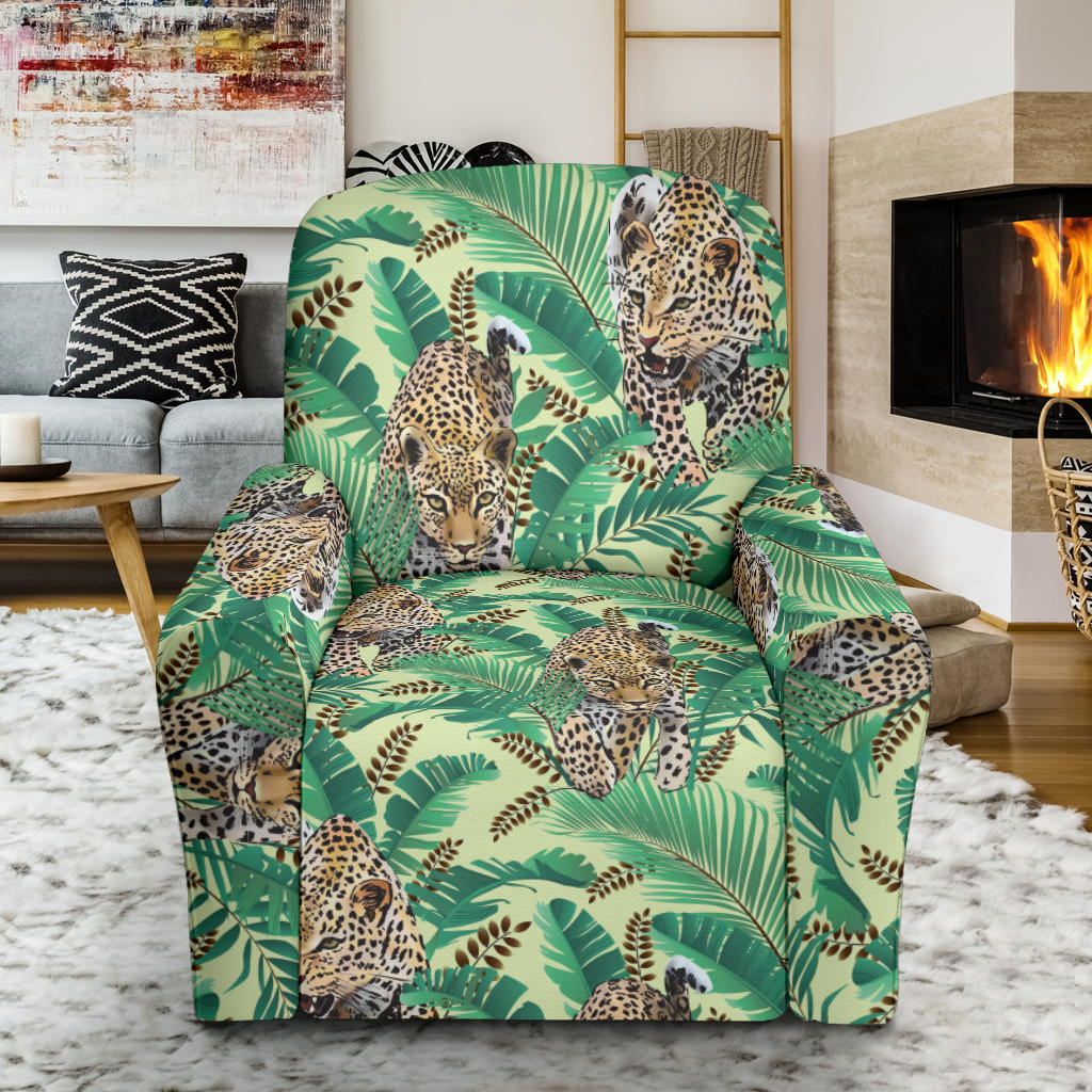 Leopard Pattern Print Design 03 Recliner Slipcover with Pocket