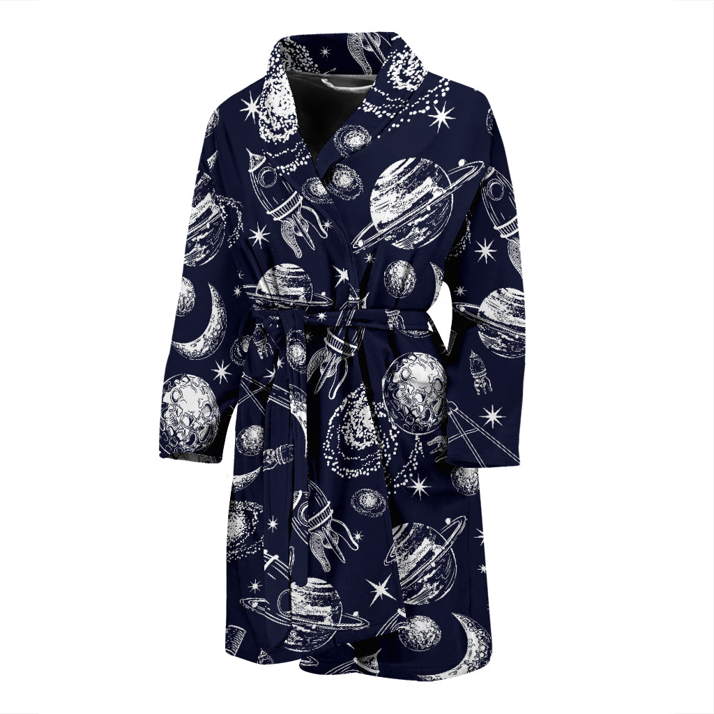 Space Rocket Print Design LKS301 Men Bathrobe