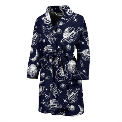 Space Rocket Print Design LKS301 Men Bathrobe