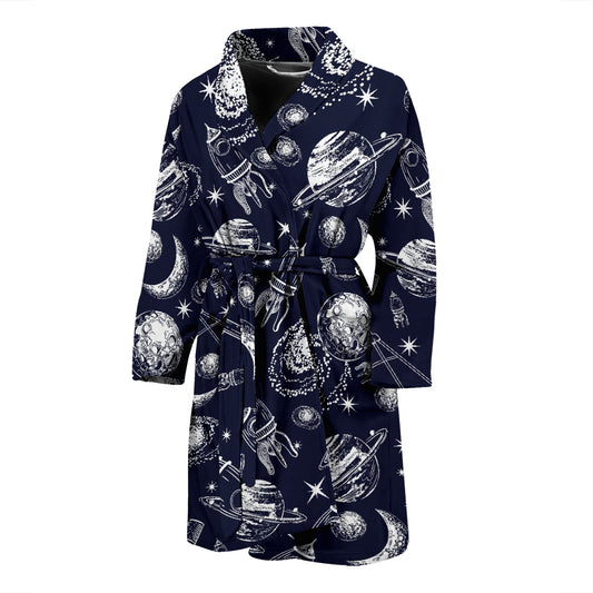 Space Rocket Print Design LKS301 Men Bathrobe