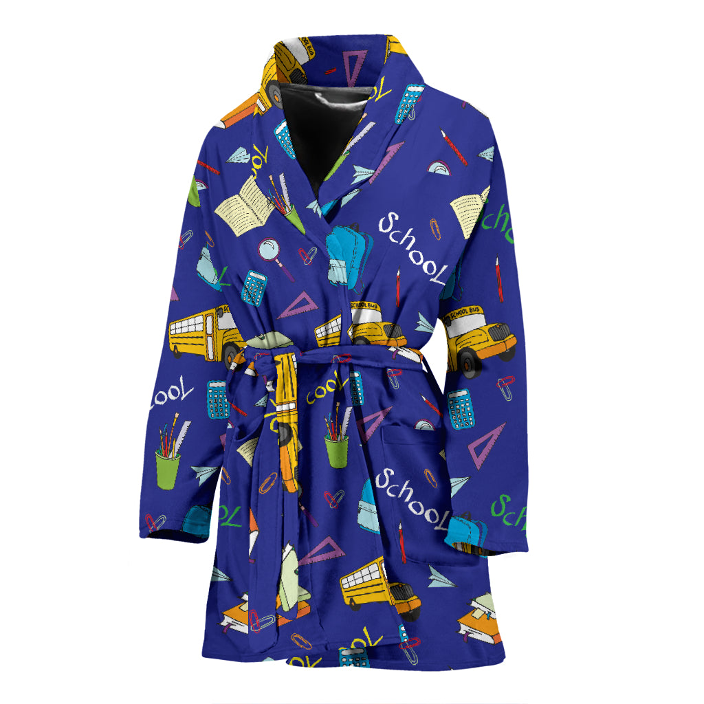 School Bus Print Design LKS307 Women Bathrobe