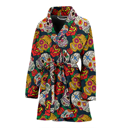 Sugar Skull Print Design LKS306 Women Bathrobe