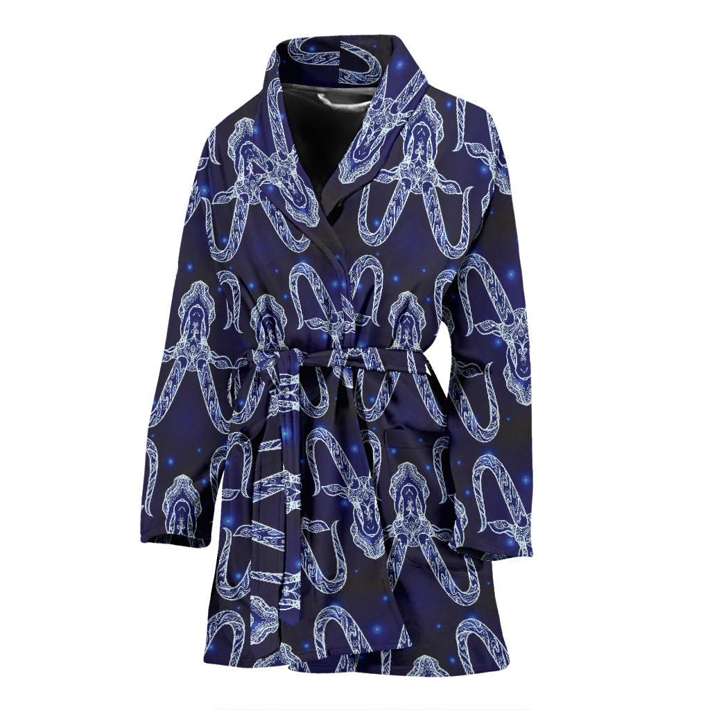 Capricorn Zodiac Pattern Print Design 03 Women Bathrobe