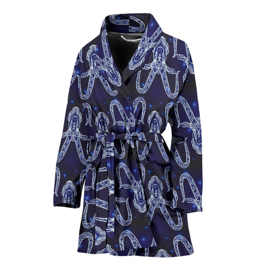 Capricorn Zodiac Pattern Print Design 03 Women Bathrobe
