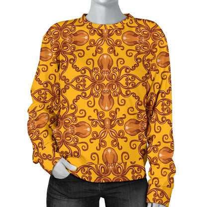 Octopus Background Design Print Women Long Sleeve Sweatshirt