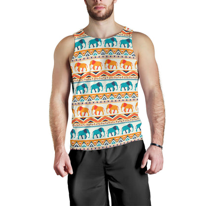 Elephant Aztec Ethnic Print Pattern Men Tank Top