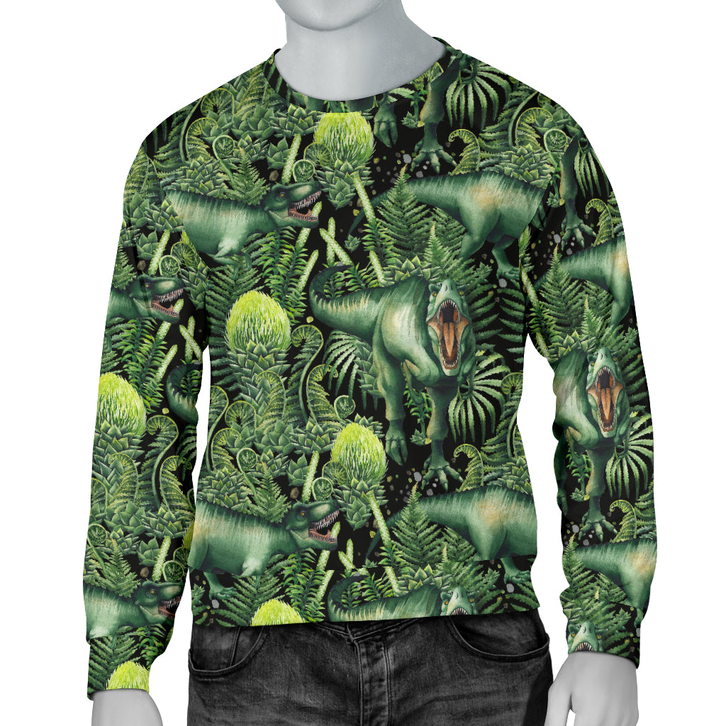 Dinosaur T Rex Print Pattern Men Long Sleeve Sweatshirt