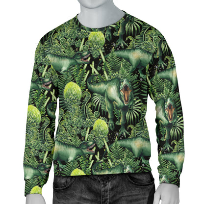 Dinosaur T Rex Print Pattern Men Long Sleeve Sweatshirt