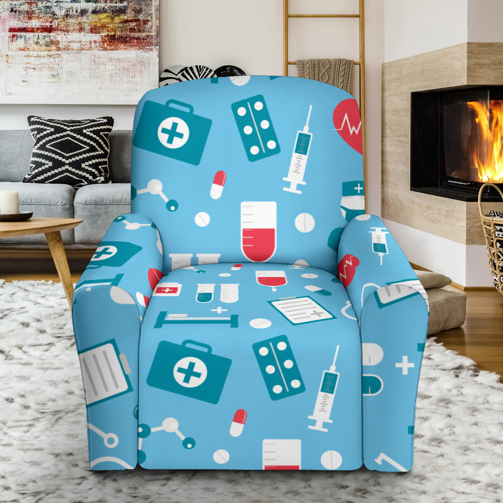 Nurse Pattern Print Design A03 Recliner Slipcover with Pocket