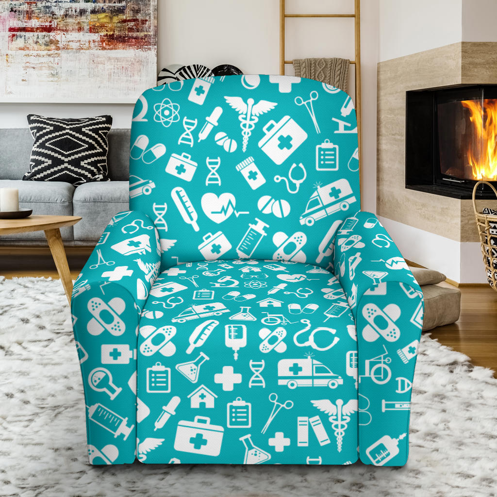 Medical Pattern Print Design 04 Recliner Slipcover with Pocket