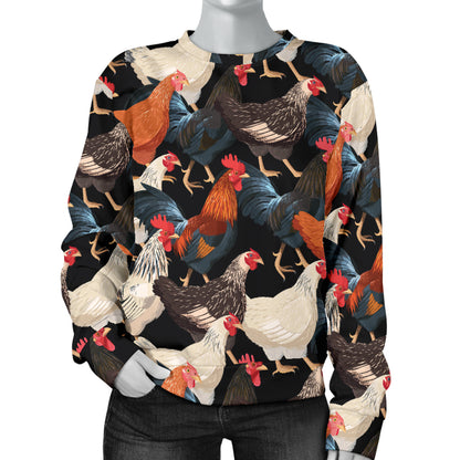 Chicken Print Pattern Women Long Sleeve Sweatshirt