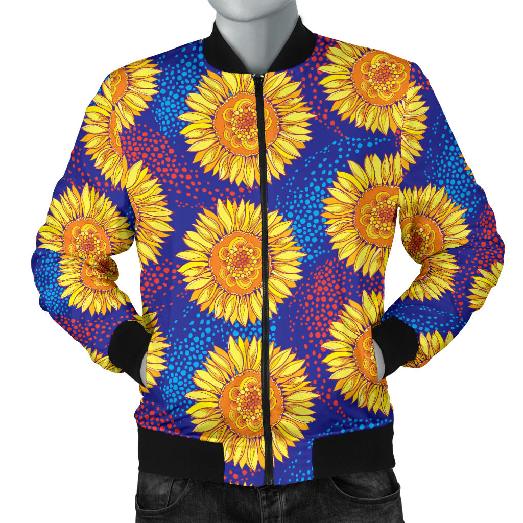 Sunflower Hand Drawn Style Print Men Bomber Jacket