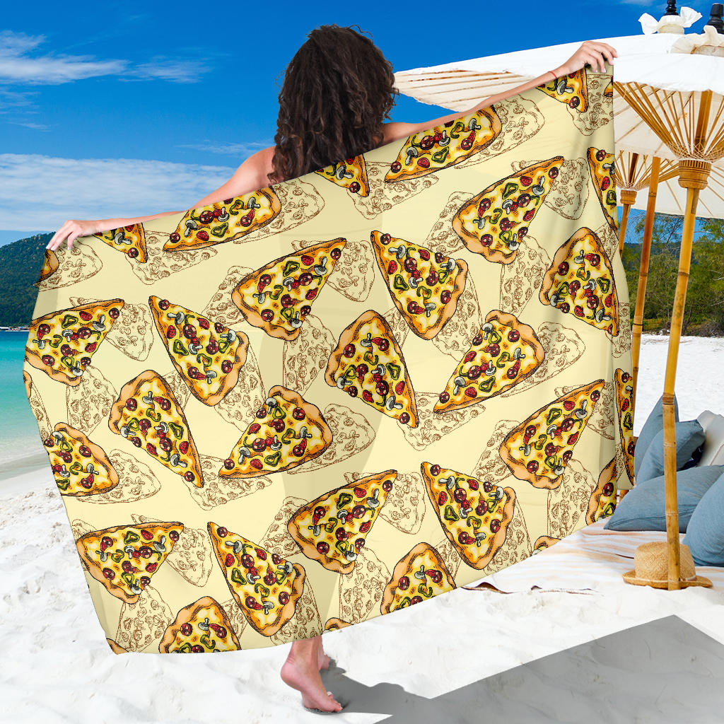 Pizza Pattern Print Design A01 Sarong Pareo Wrap
