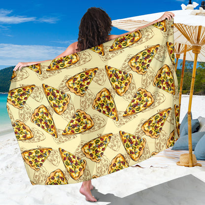 Pizza Pattern Print Design A01 Sarong Pareo Wrap