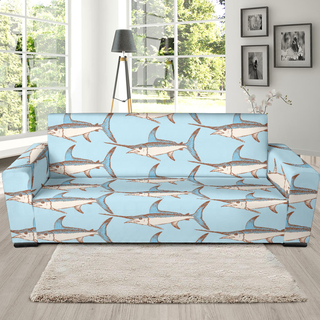 Swordfish Pattern Print Design 01 Sofa Slipcover