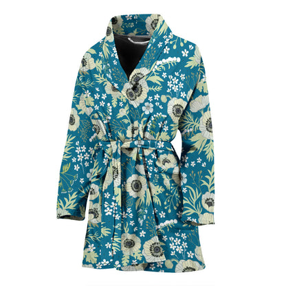 Anemone Pattern Print Design 01 Women Bathrobe
