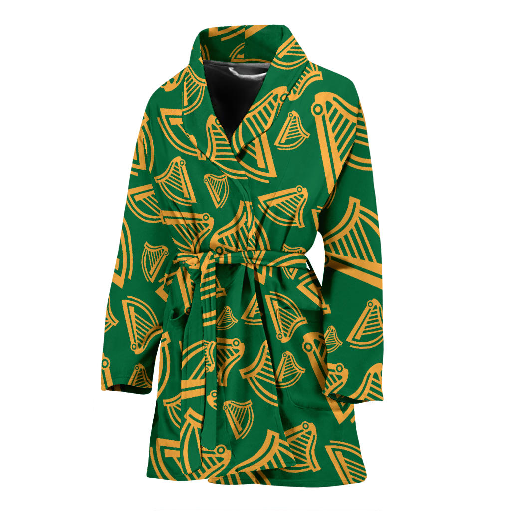 Harp Pattern Print Design 03 Women Bathrobe