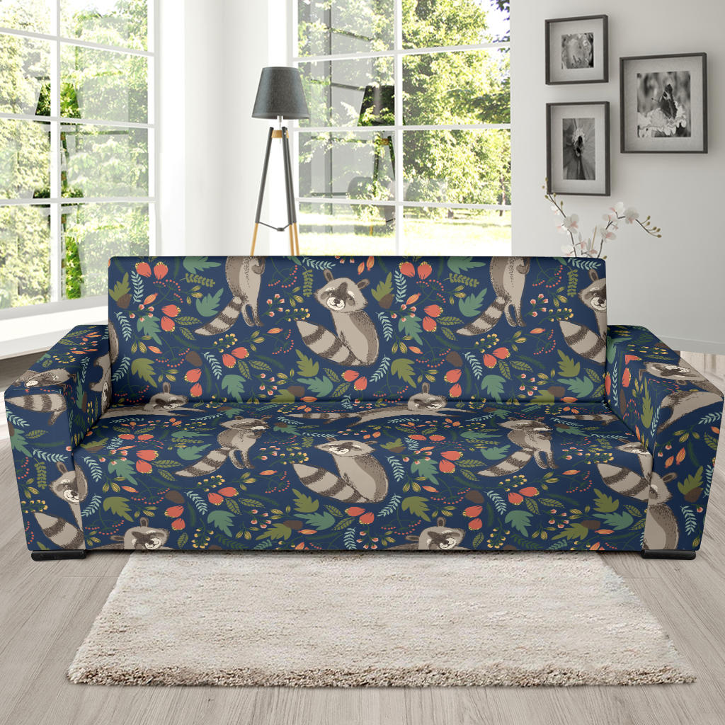 Raccoon Pattern Print Design A02 Sofa Slipcover