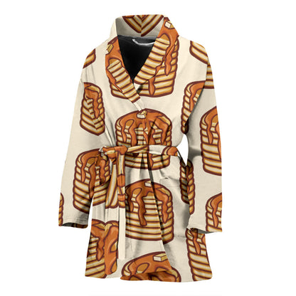 Pancake Pattern Print Design A02 Women Bathrobe