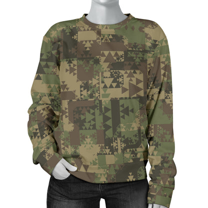 Camouflage Aztec Green Army Print Women Long Sleeve Sweatshirt