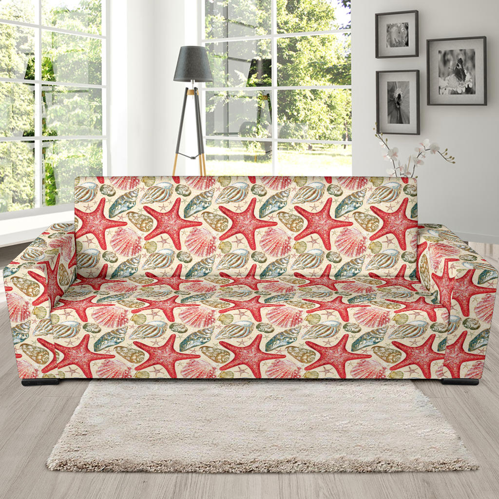 Seashell Beach Print Design LKS303 Sofa Slipcover