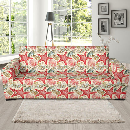 Seashell Beach Print Design LKS303 Sofa Slipcover