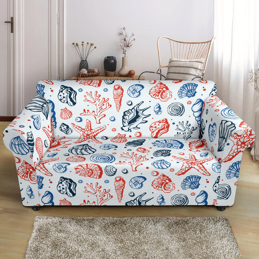 Seashell Print Design LKS307 Loveseat Couch Slipcover