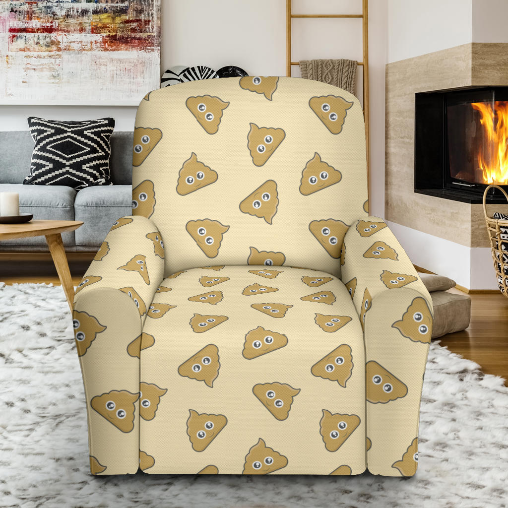Poop Emoji Pattern Print Design A02 Recliner Slipcover with Pocket