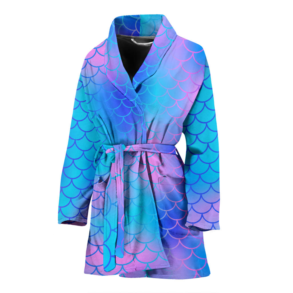 Mermaid Scales Pattern Print Design 04 Women Bathrobe
