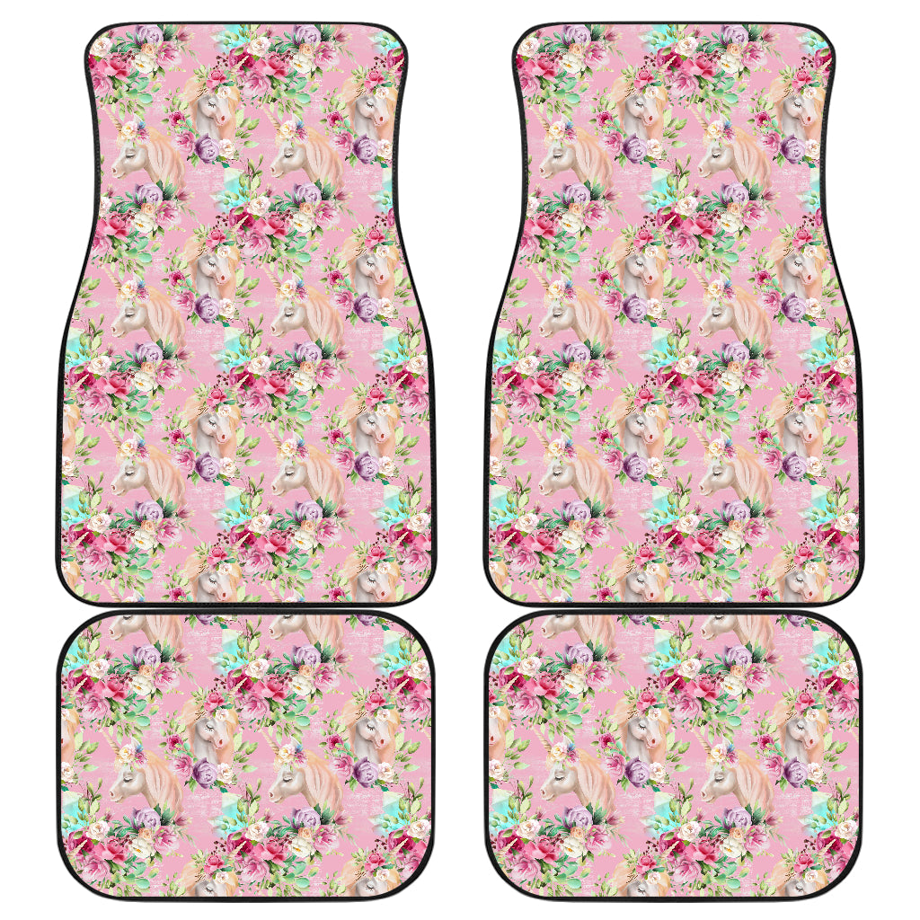 Unicorn Princess with Rose Car Floor Mats Front Back