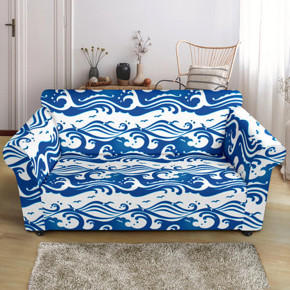 Wave Print Design LKS303 Loveseat Couch Slipcover