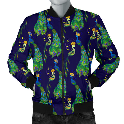 Peacock Art Design Print Men Bomber Jacket