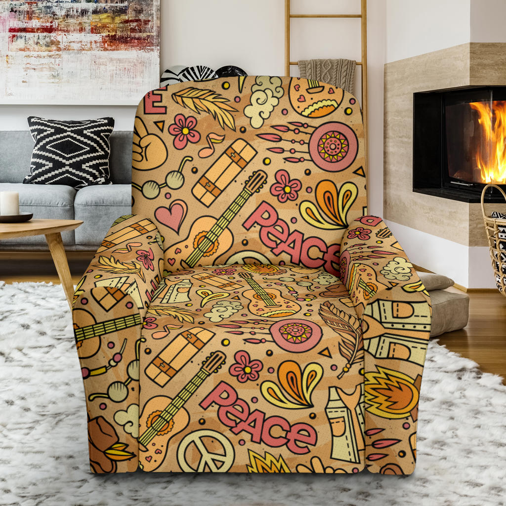 Hippie Print Design LKS305 Recliner Slipcover with Pocket