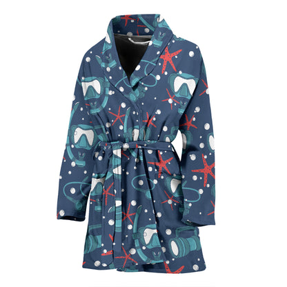 Scuba Equipment Print Design LKS302 Women Bathrobe