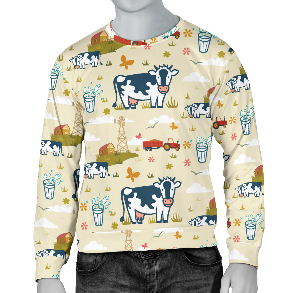 Cow Farm Design Print Men Long Sleeve Sweatshirt