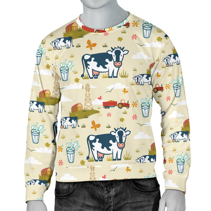 Cow Farm Design Print Men Long Sleeve Sweatshirt
