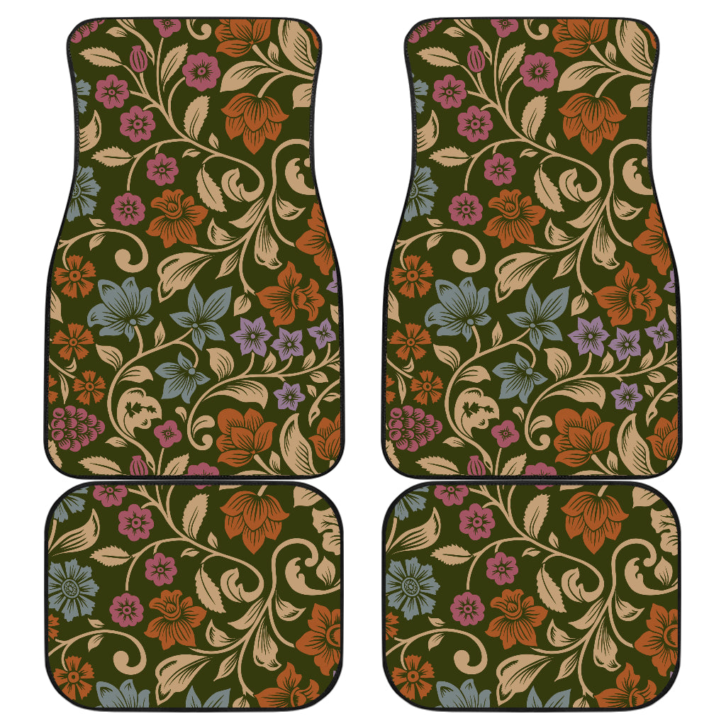 Floral Vintage Print Pattern Car Floor Mats Front Back