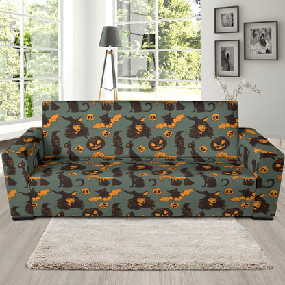 Witch Bat Halloween Print Design LKS305 Sofa Slipcover