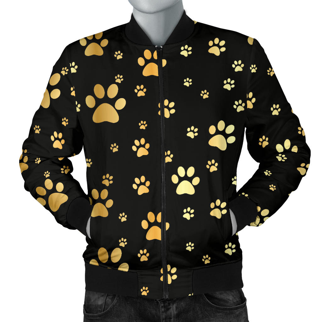 Paw Gold Print Men Bomber Jacket