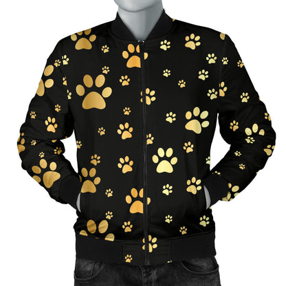 Paw Gold Print Men Bomber Jacket