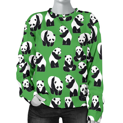 Panda Bear Pattern Themed Print Women Long Sleeve Sweatshirt