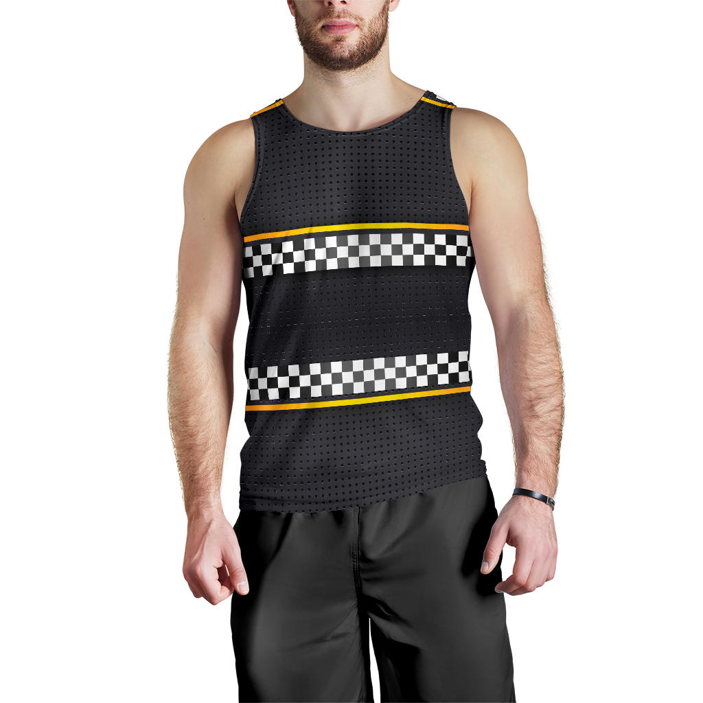 Checkered Flag Yellow Line Style Men Tank Top