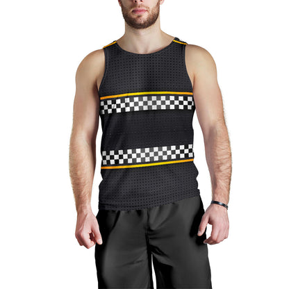 Checkered Flag Yellow Line Style Men Tank Top