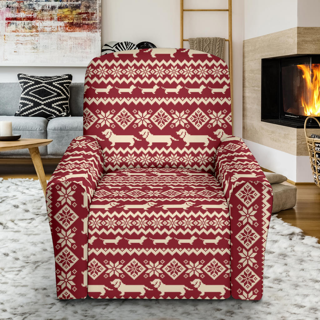 Dachshund Pattern Print Design 09 Recliner Slipcover with Pocket