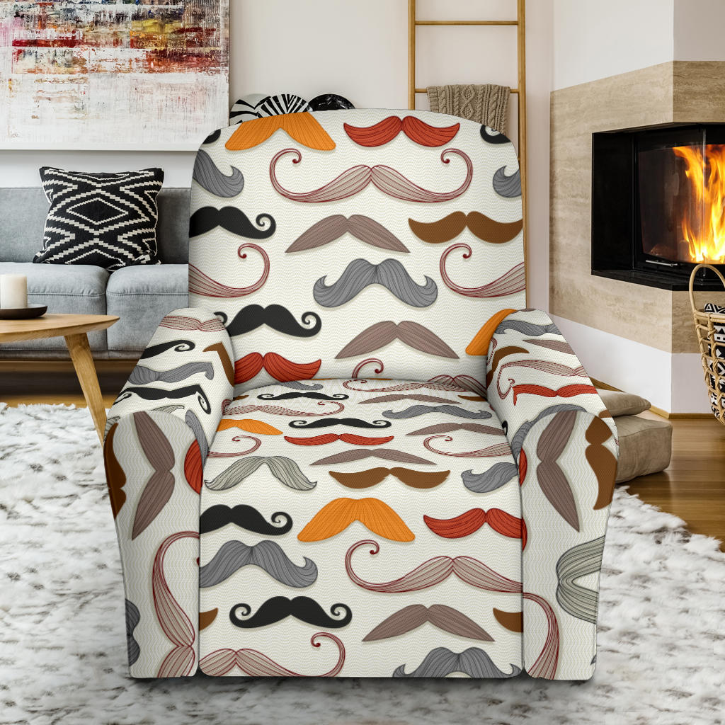 Mustache Pattern Print Design A02 Recliner Slipcover with Pocket