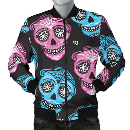 Day of the Dead Skull Print Pattern Men Bomber Jacket