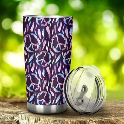 Peace Sign Feather Design Print Tumbler