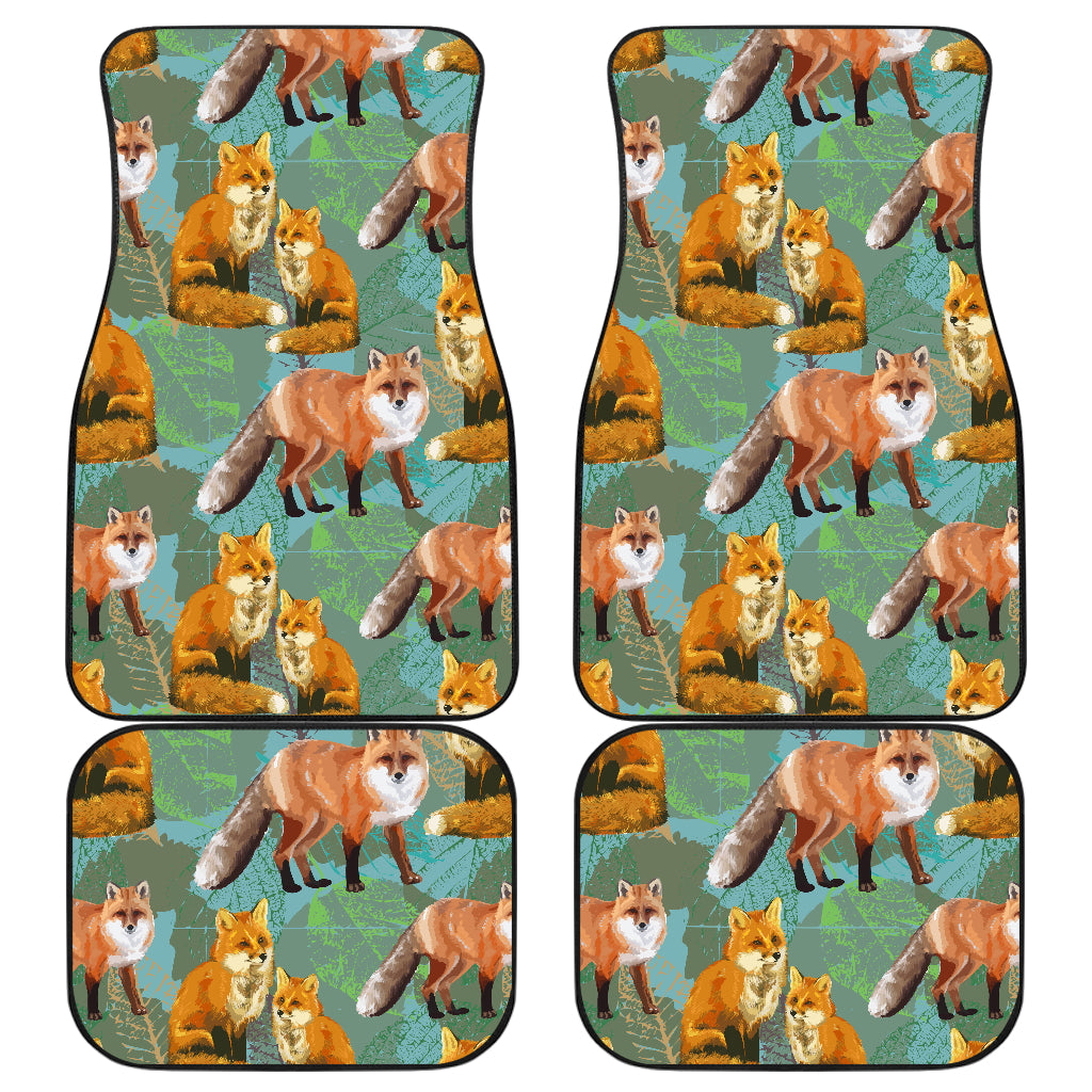 Fox Autumn leaves Themed Car Floor Mats Front Back