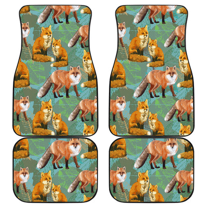 Fox Autumn leaves Themed Car Floor Mats Front Back